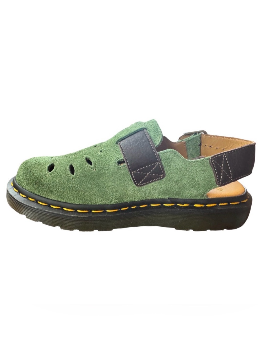 Dr Martens Made In England Green suede w/ Brown Leather straps Women’s US7 NWT - Picture 3 of 9